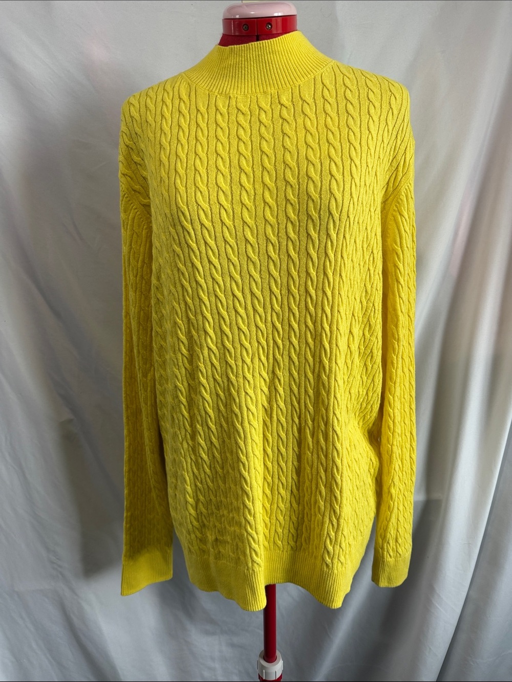 Amazon Essentials Bright Yellow Cable Knit Mock Neck Sweater